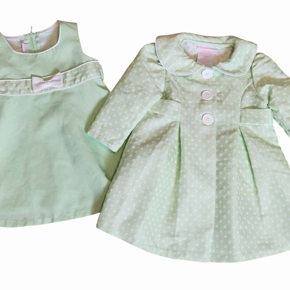 Girl's Size 12 Months Dress and Matching Jacket Bonnie Baby Mint Green and White
